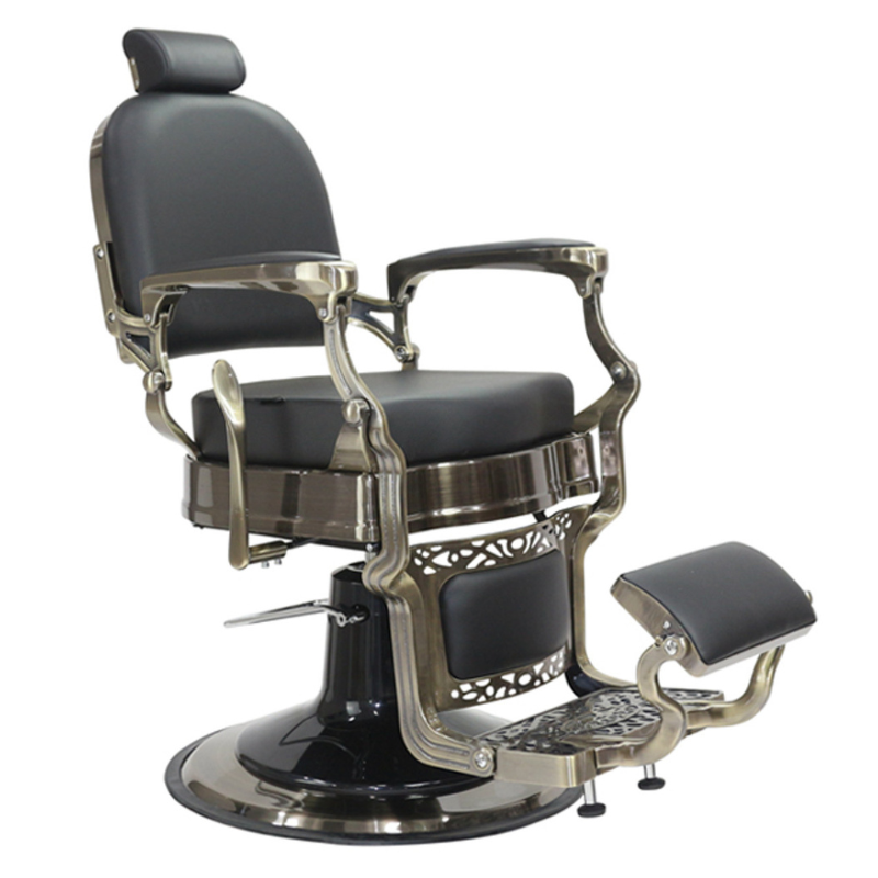 Havana Barber Chair - Antique Frame - Black Upholstery