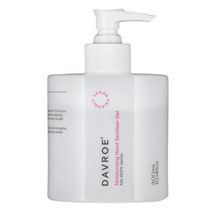 Davroe moisturising hand sanitiser gel in a 300ml pump bottle