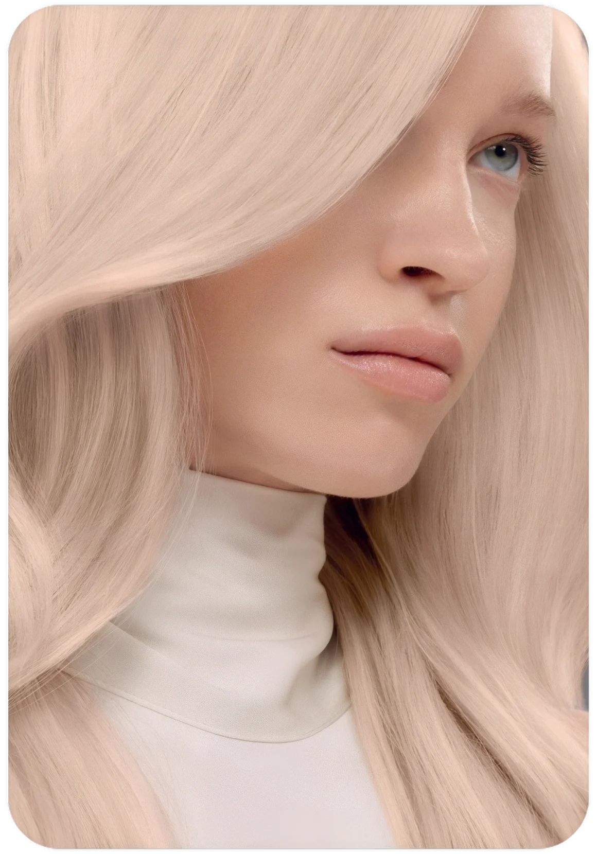 Blonde model with pale, lightened hair