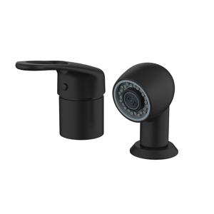 KSHE mixer set in matte black, tap lever beside its spray head