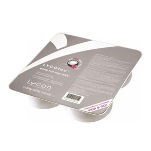 Two LYCOtec White hot wax Pop n Go trays stacked, 500g each