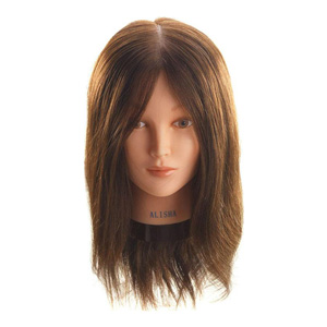 Alisha mannequin training head with mid length brown hair